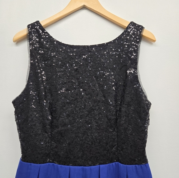 B Darlin Black Sequin and Blue Dress - Picture 2 of 6